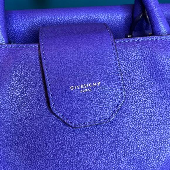 Givenchy Obsedia Medium Flap Pebbled Calfskin Satchel Purse Bag Concord Purple - Picture 8 of 15